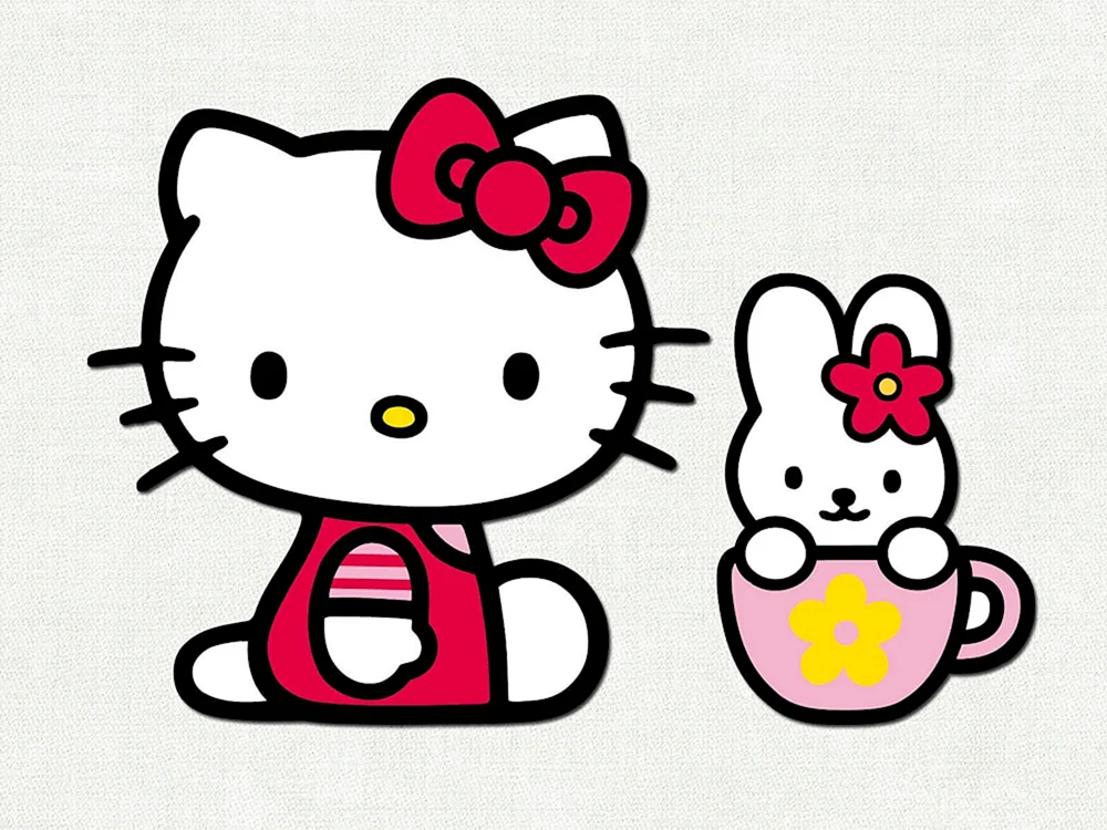 Hello Kitty schwarz-weiß. Kitty