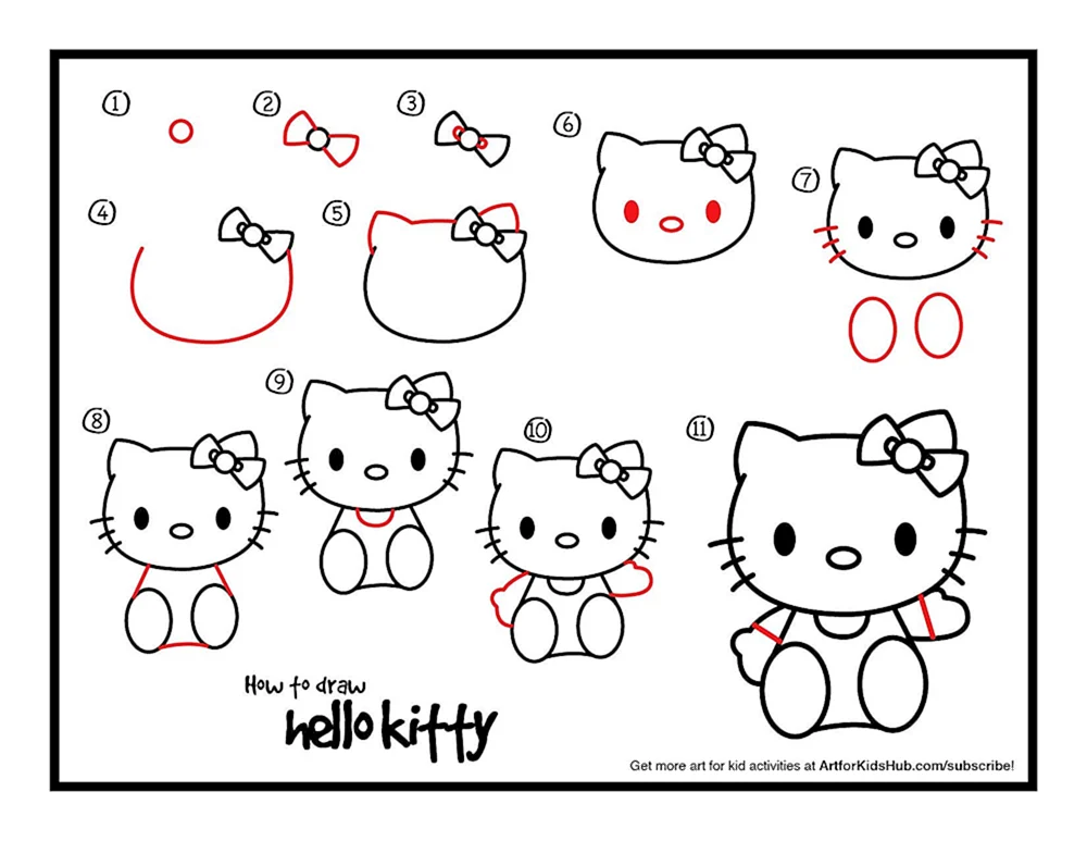 Hello Kitty Schritt für Schritt zeichnen