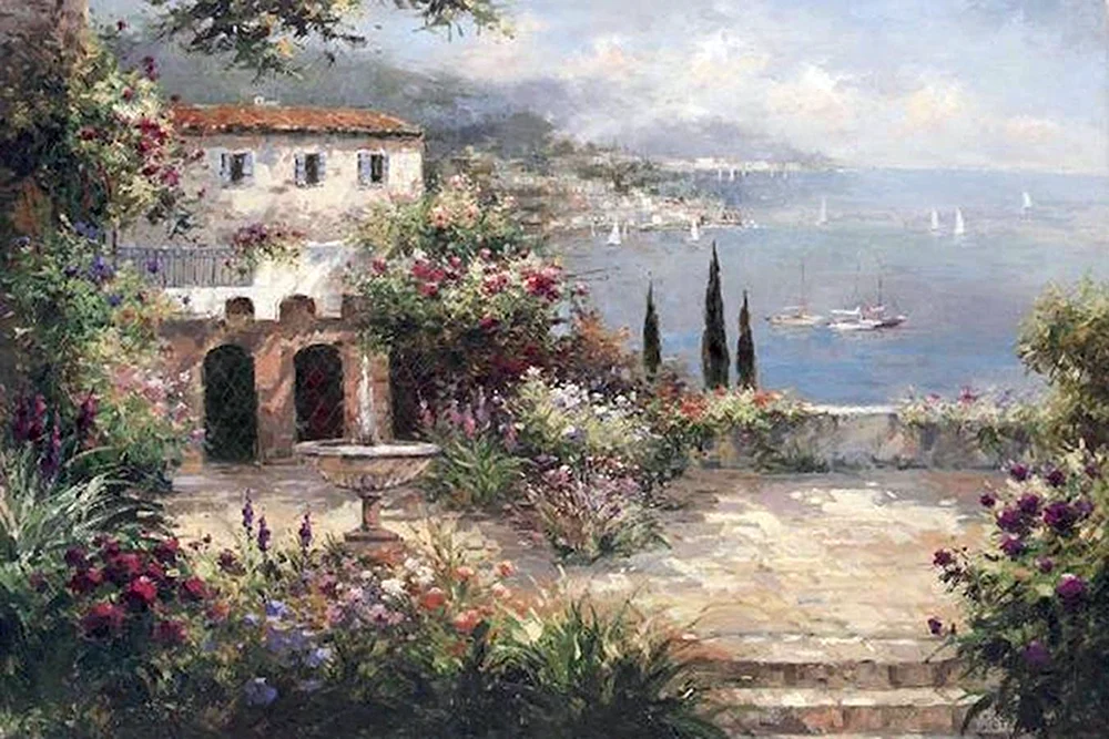 Malerei Mittelmeerlandschaft Igor Sacharow Boot