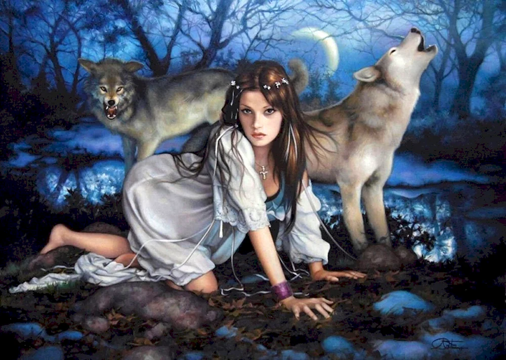 Mädchen mit Wolf