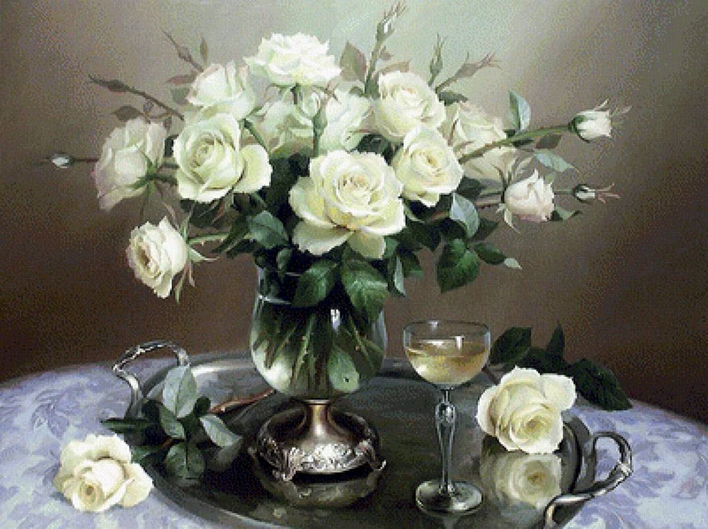 Künstler Yuri Nikolaev Stillleben Blumen
