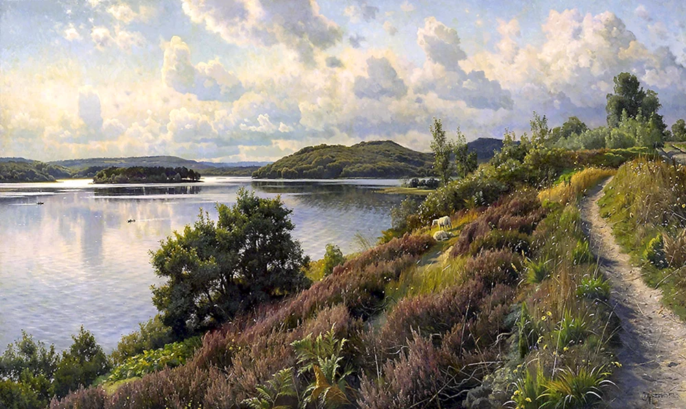 Künstler Sergei Basov Landschaft mit See