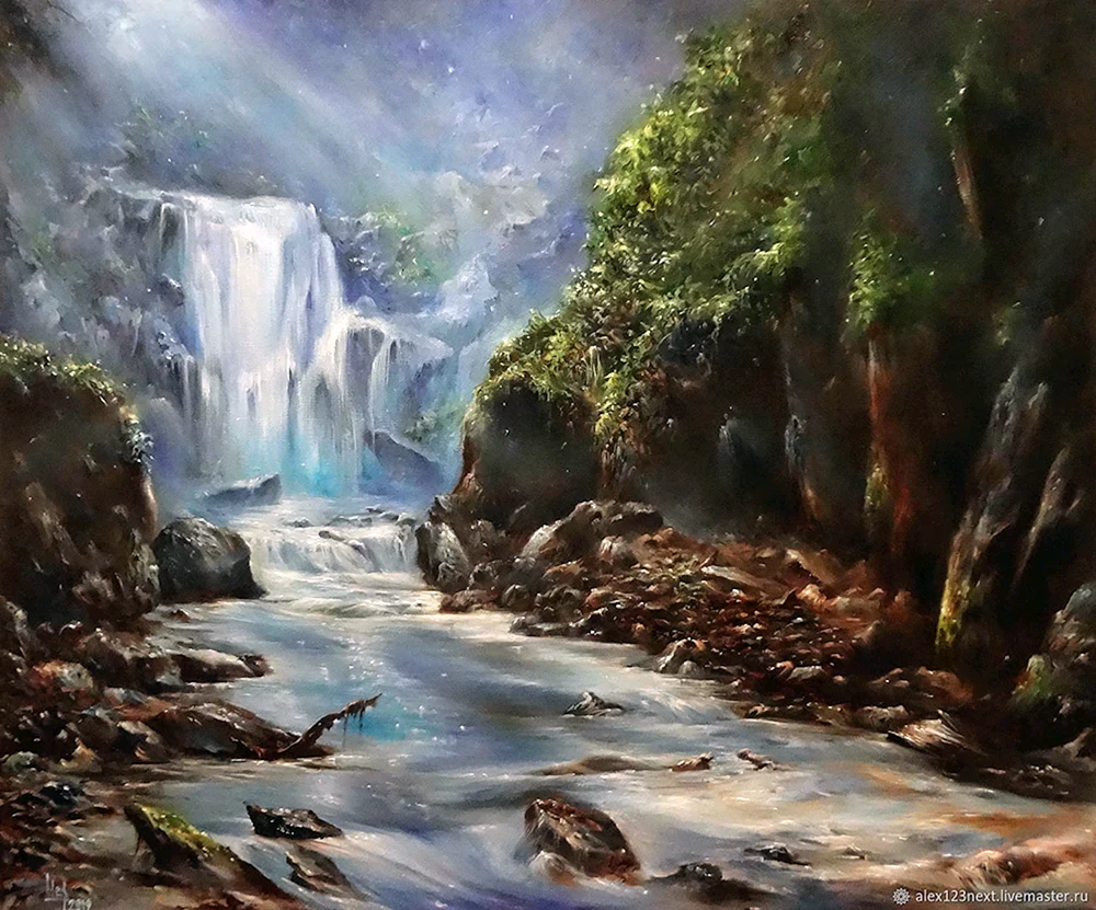 Künstler Thomas Macaulay Gemälde eines Wasserfalls