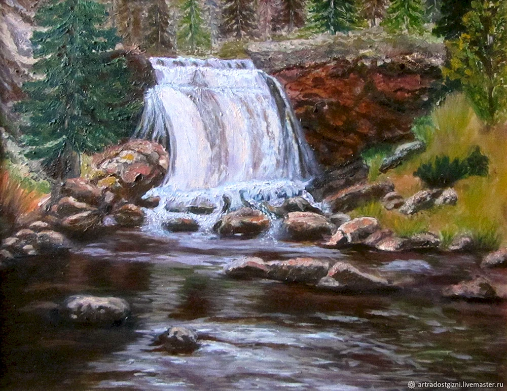 Diamantmalerei Landschaft Diamantmalerei Ölgemälde eines Flusses von Hong Leung.