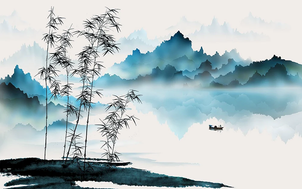 Chinesische Aquarellmalerei Berge