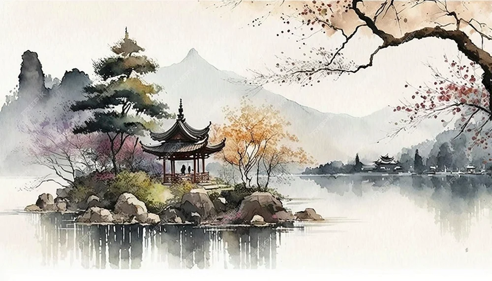 Chinesische Aquarelllandschaften