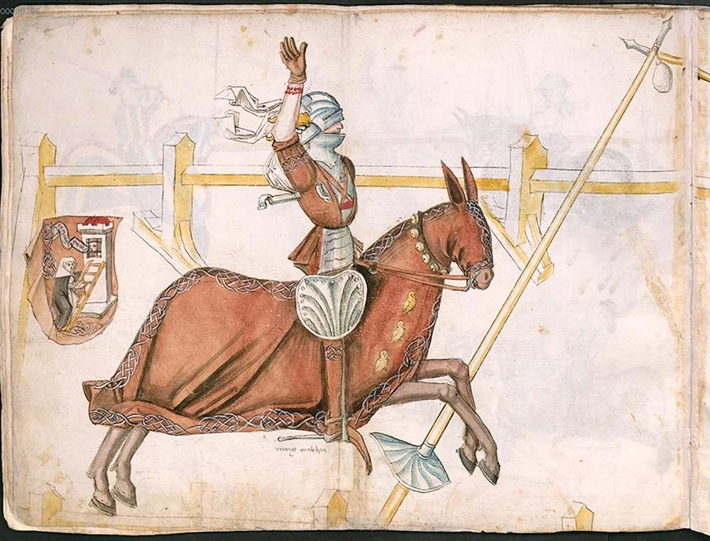 Mittelalterliche Buchminiatur des mittelalterlichen Ritters