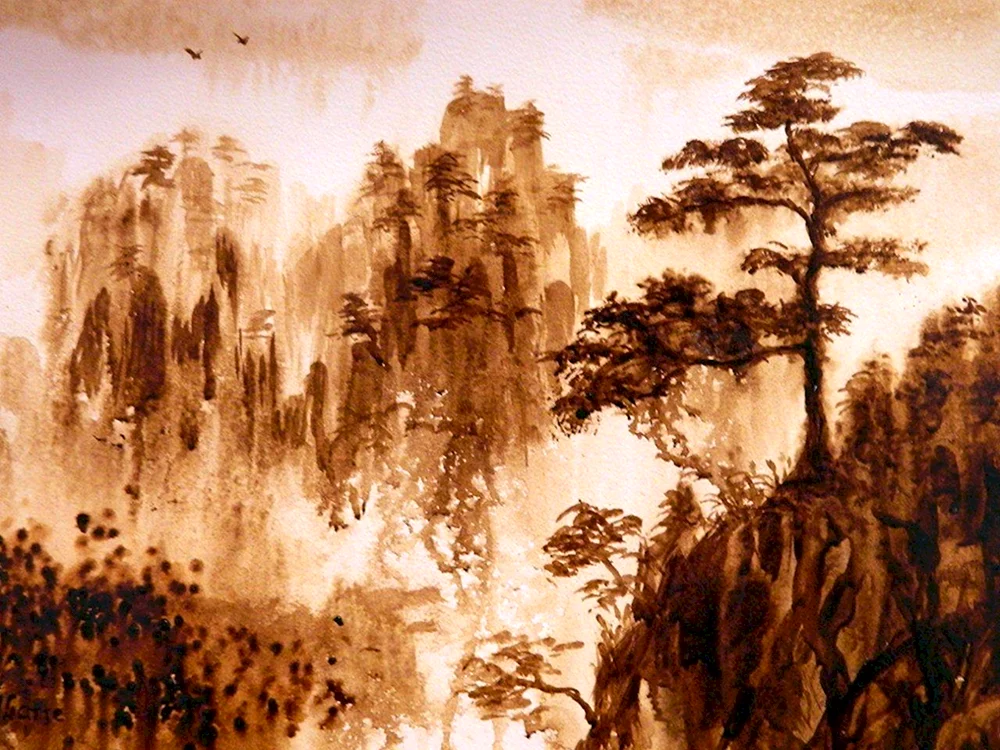 Kaffeemalerei Landschaft