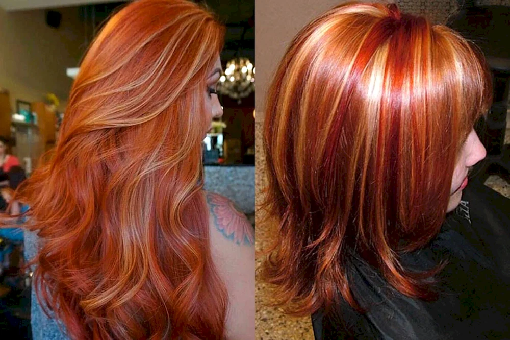 Schöne helle rostrote Haarfarbe