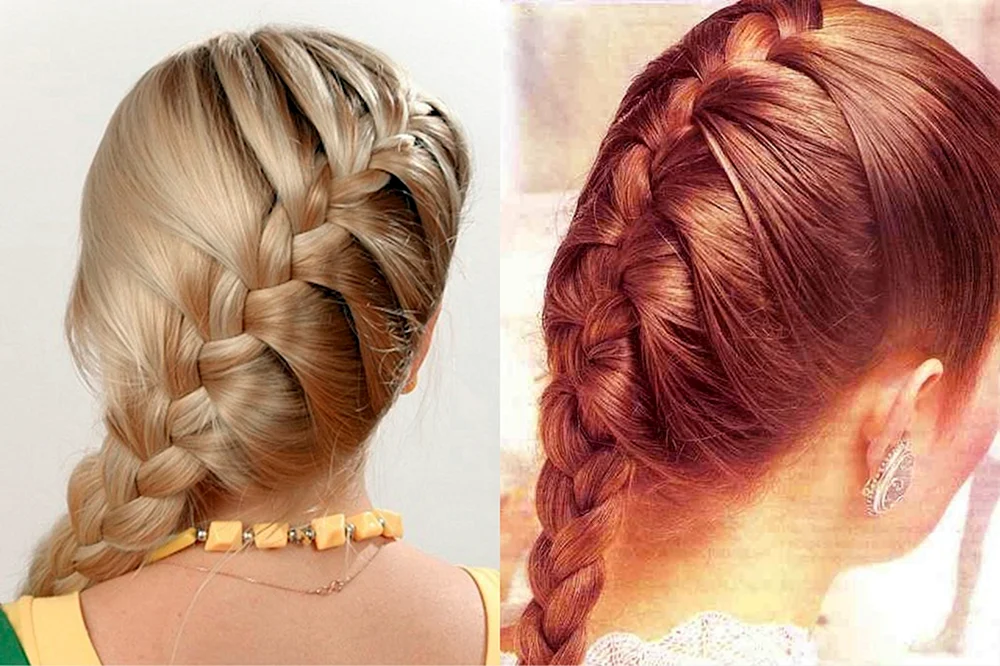 Zopffrisur auf losem Haar. Zöpfe