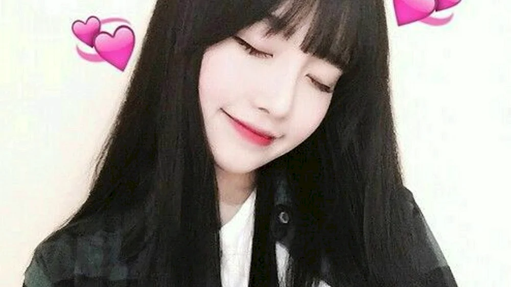 Koreanische Frauen Ulzang mit schwarzem Haar