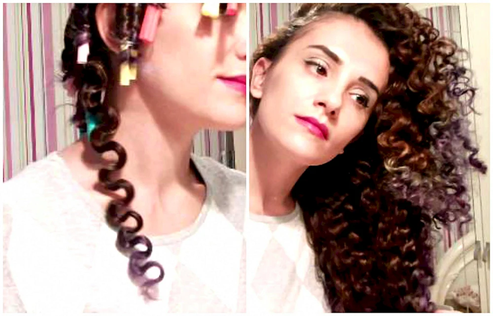 Locken auf mittlerem Haar mit einem Lockenstab