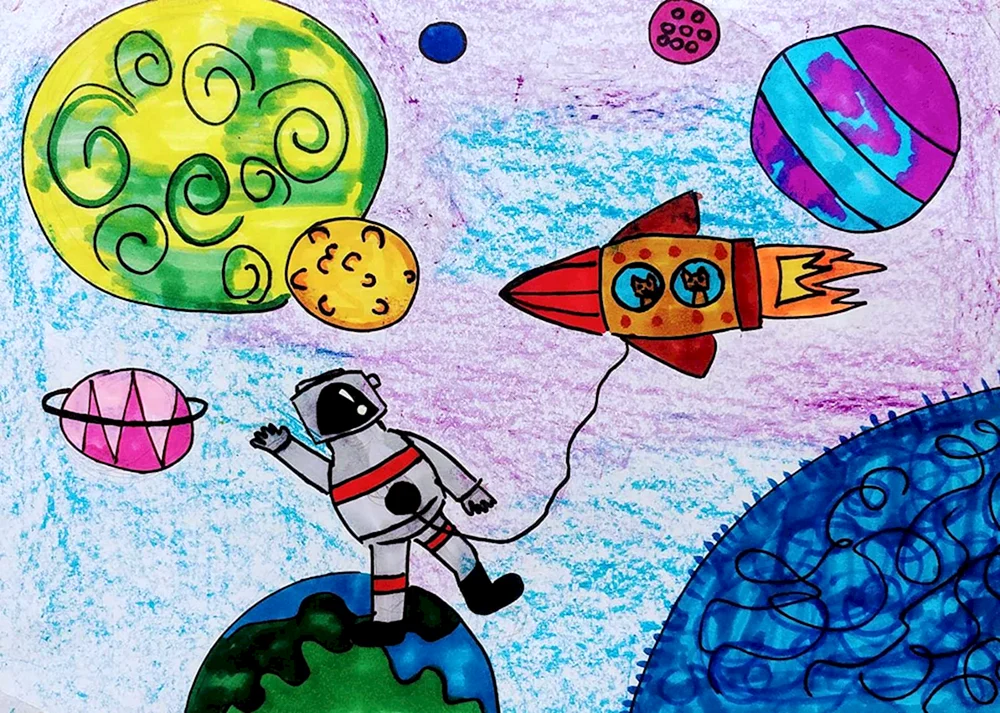 Cosmos-Zeichnung mit Gouache