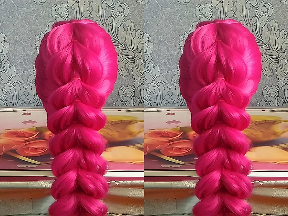 Mädchenfrisuren mit Gummibändern für langes Haar