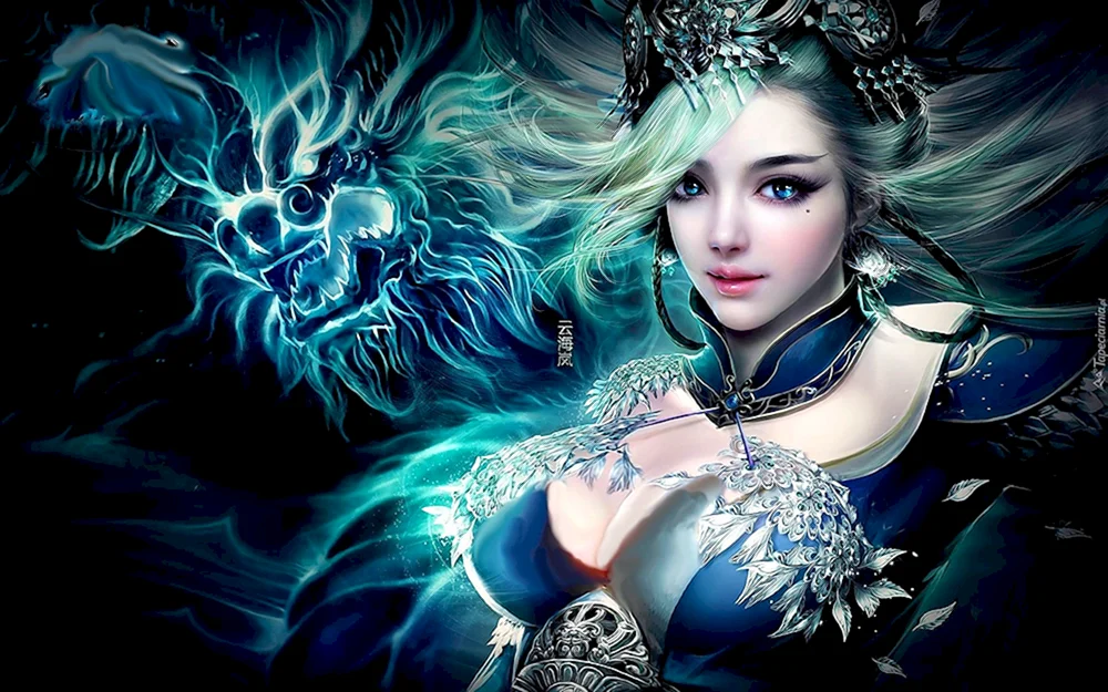 Mädchen mit Panther Fantasy-Kunst