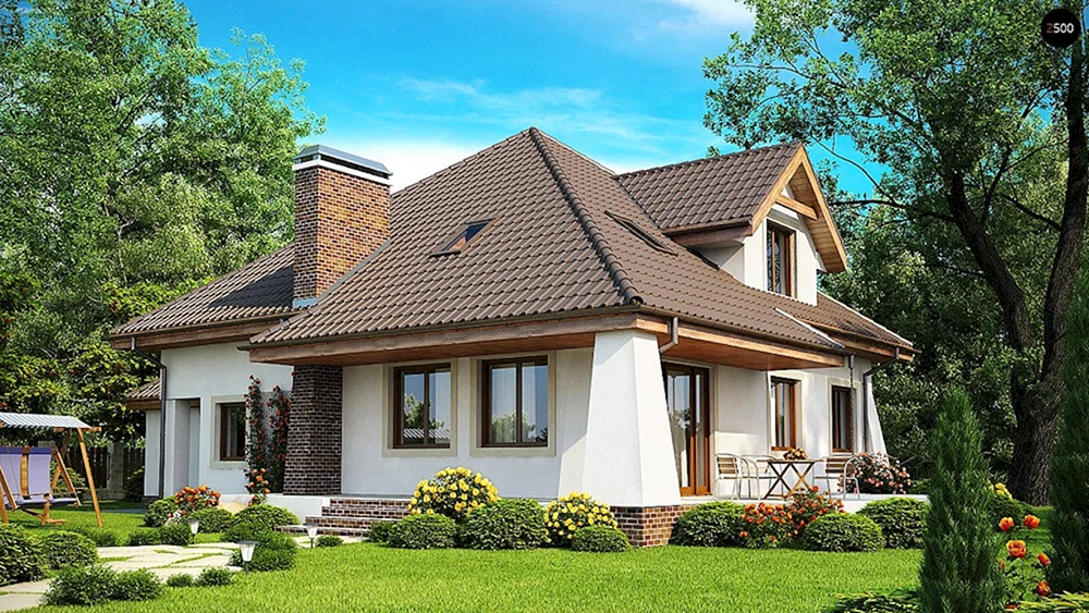 Brick Mansard Haus 100 sq.m./100 sq.m./Schöne Hausprojekte
