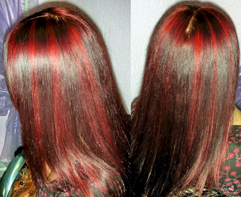Rote henna balayage auf blondem Haar