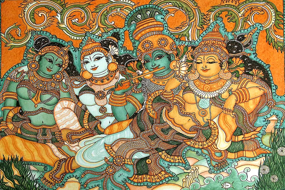 Krishna Indien Malerei Kerala