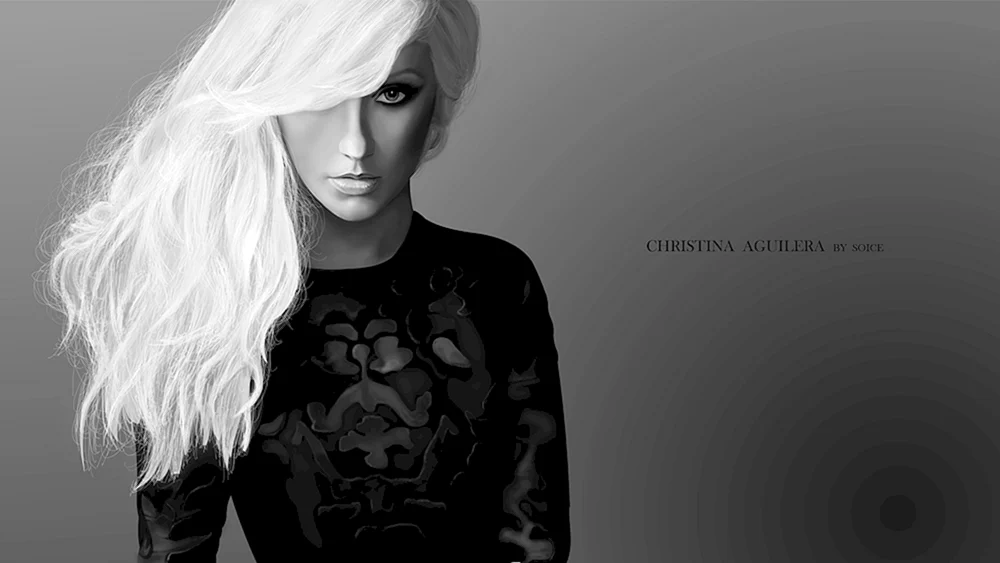 Christina Aguilera schwarzes und weißes Haar