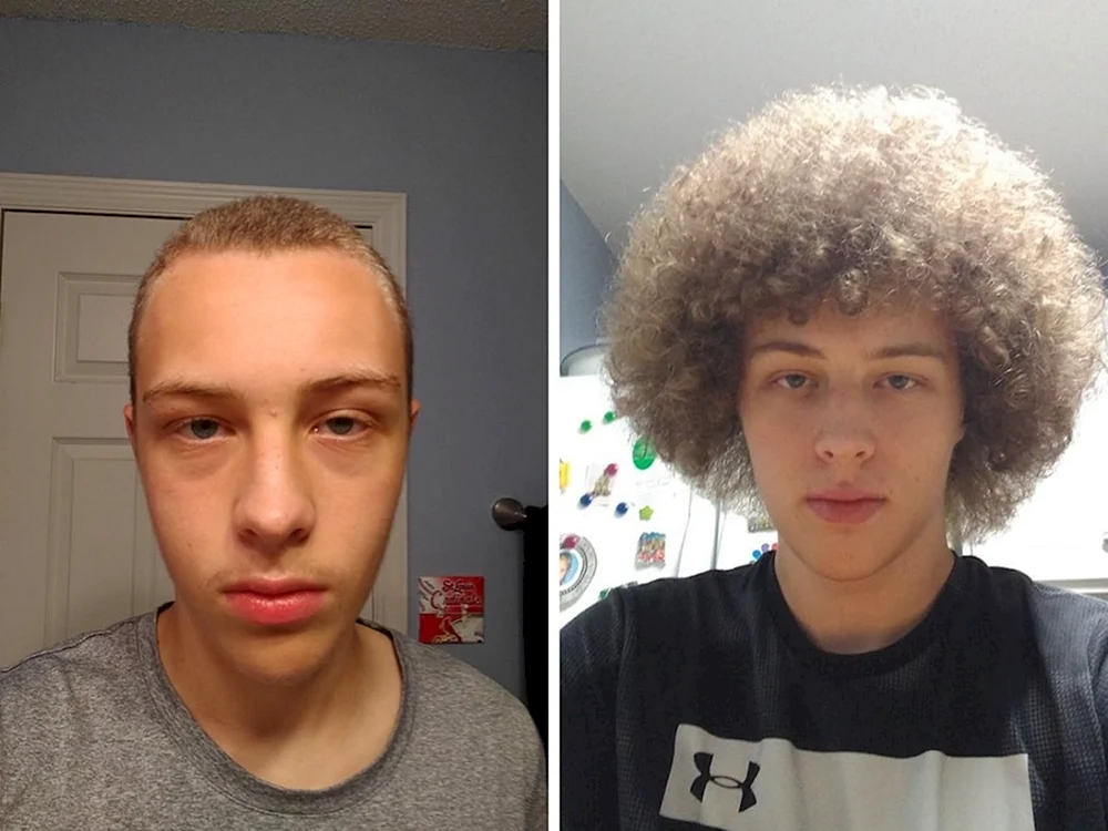 Locken vor und nach dem Mann