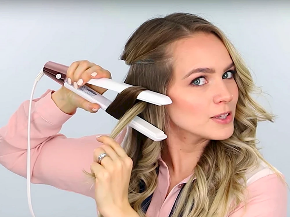 Locken mit Glätteisen für lockiges Haar