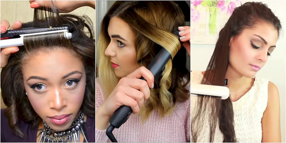 Mittleres Haar Glätteisen Locken