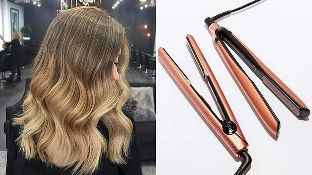 Mittelhaar Locken mit einem Lockenstab