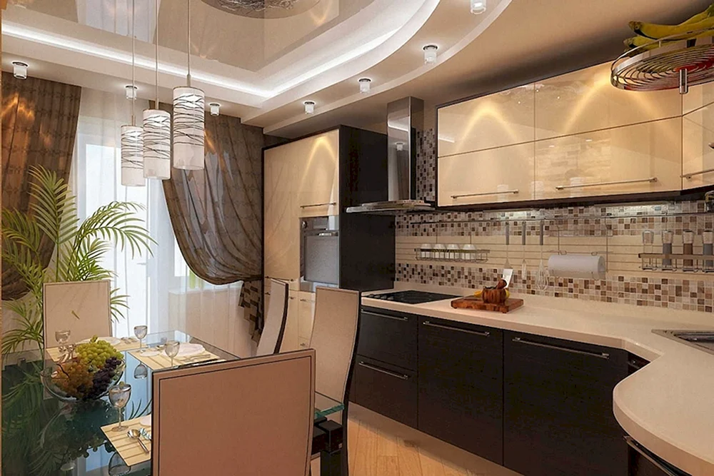 Küche beige und braunem Design