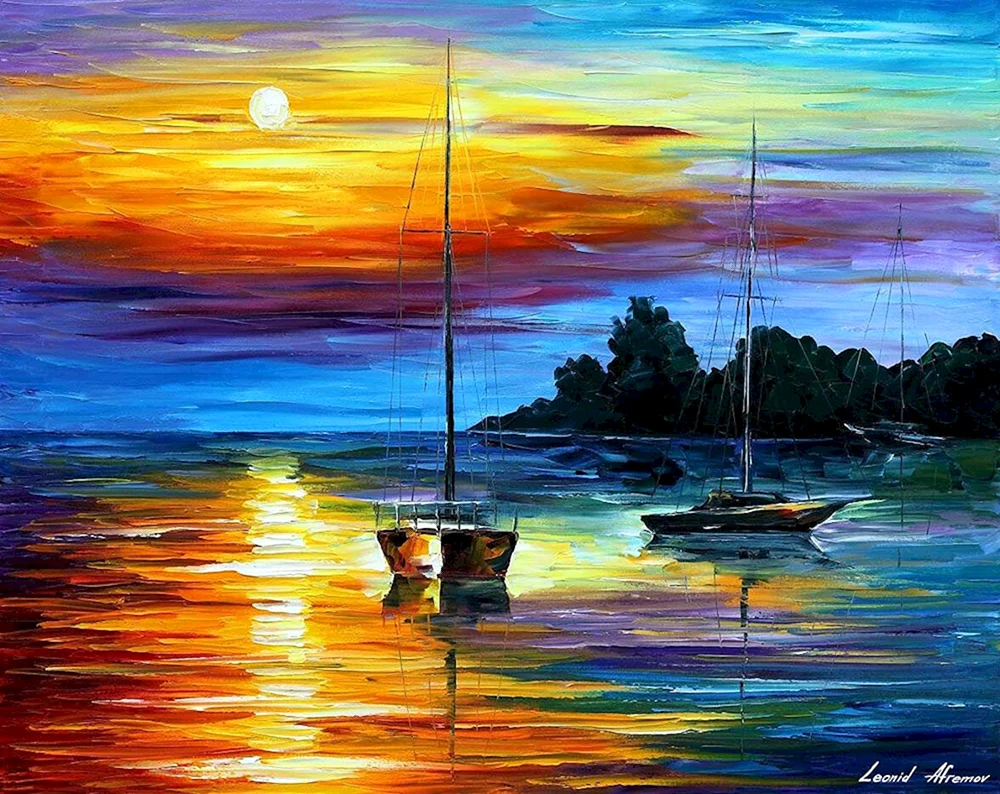 Afremov Leonid Afremov Sonnenuntergang Insel