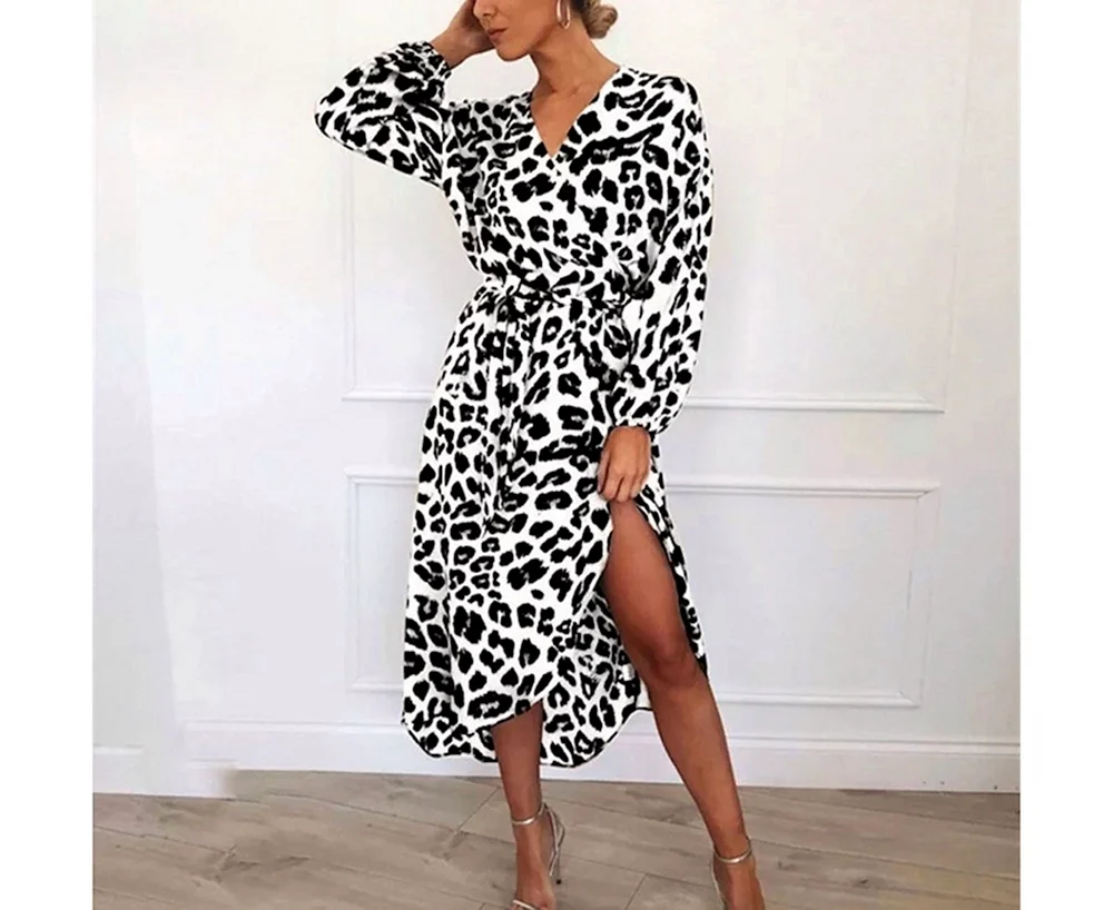 Leopard langes Kleid