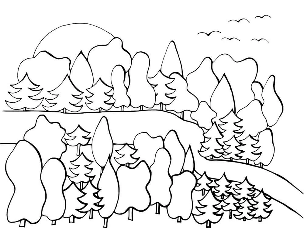 Wald ausmalen für Kinder