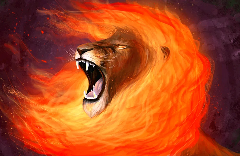 Löwe im Feuer