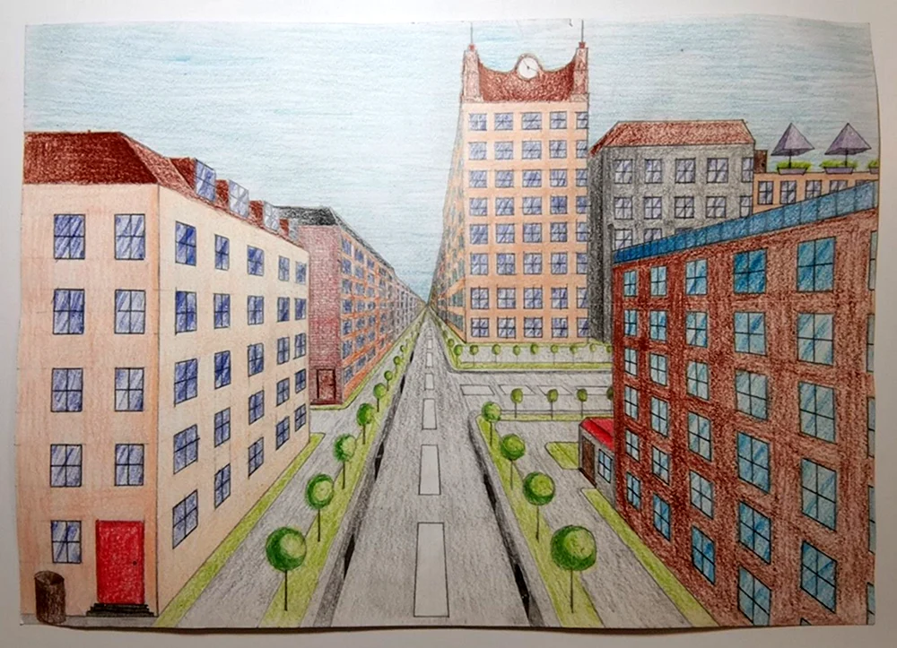 Stadtskizze linearperspektivisch