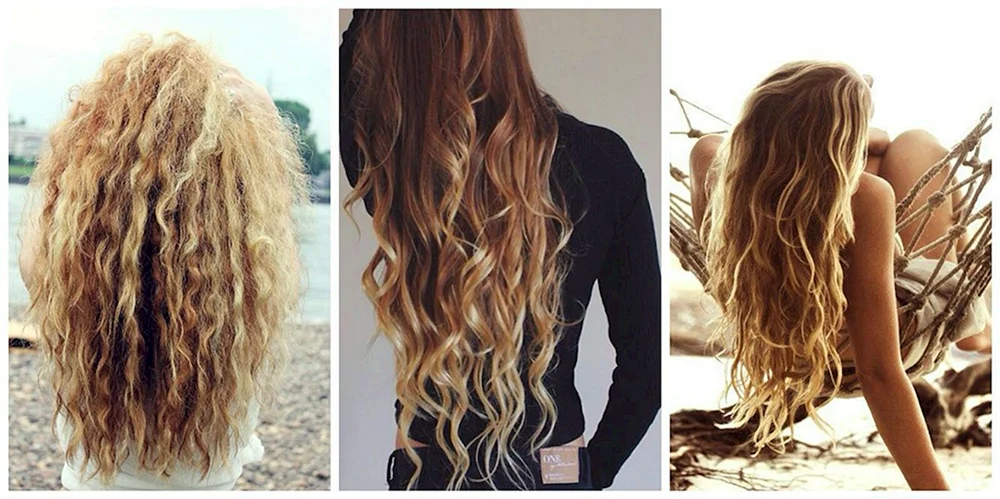 Schlampige Locken auf langem Haar