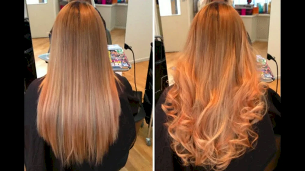 Locken an den Enden von langem Haar