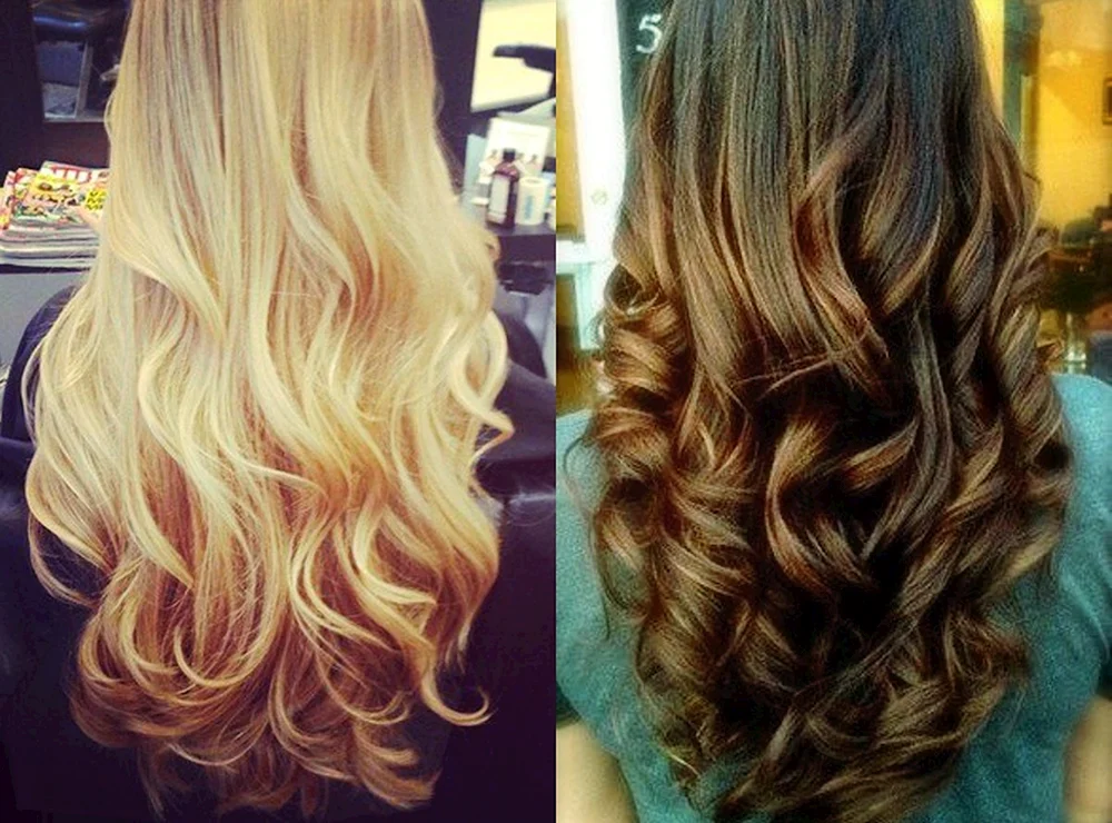 Locken an den Enden von langem Haar