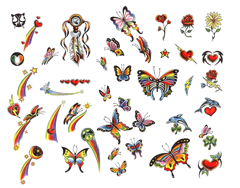 Kleine bunte Tattoos