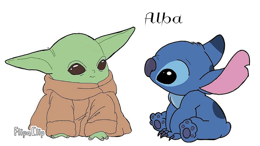 Baby Yoda und Stitch