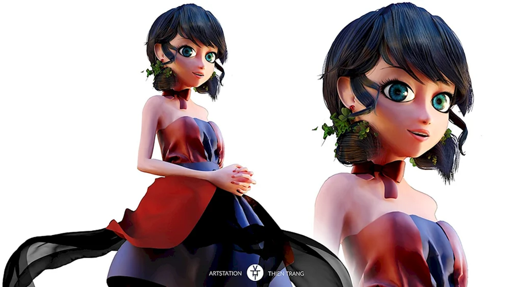 Marinette mit offenen Haaren und Adrian