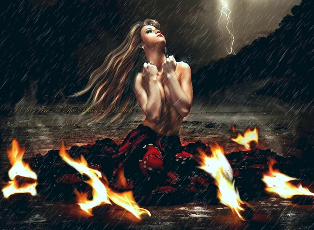 Mädchen und Feuer