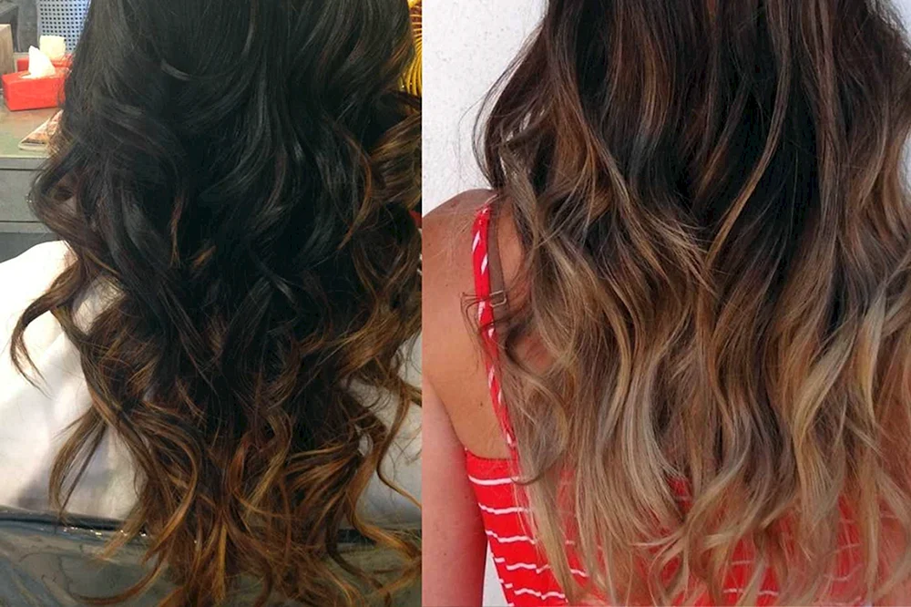 Balayage auf blondem Haar Foto