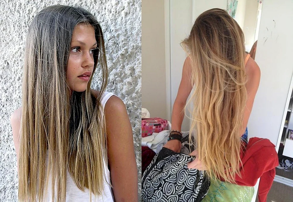 Balayage schmelzend auf langem blondem Haar