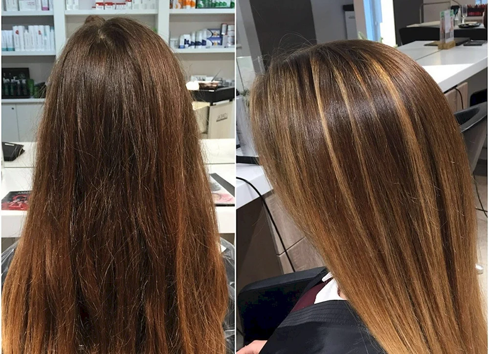Glätten auf blondem Haar kurz