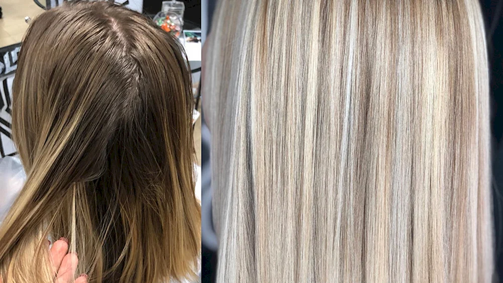 Schmelzen auf dunkelblondem Haar
