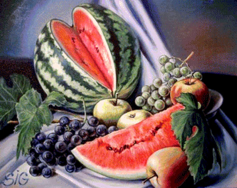 Yuri Kudrin Stillleben mit Wassermelone