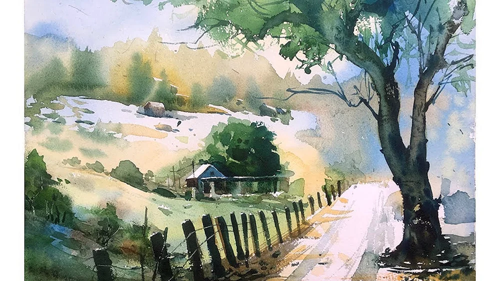 Mikhail Pavlovich Kuznetsov Aquarell Landschaft