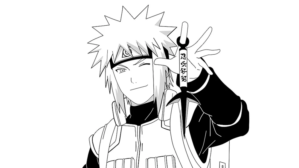 Minato Namikaze schwarz-weiß
