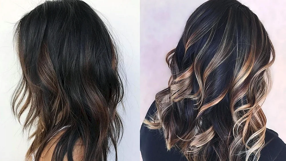 Balayage auf dunklem Haar 2018