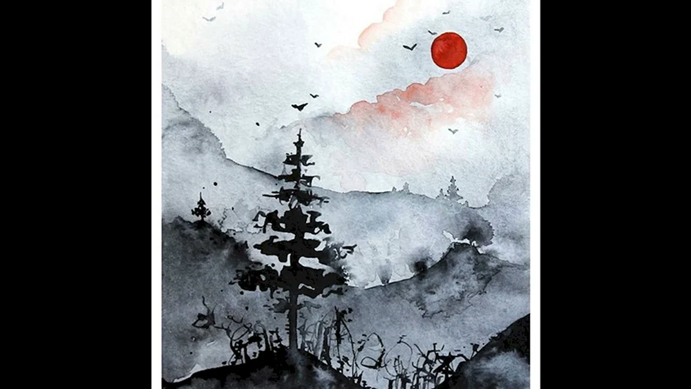 Monochrome Aquarellmalerei
