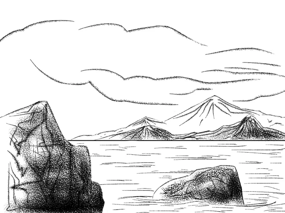 Meerlandschaft Bleistiftzeichnung